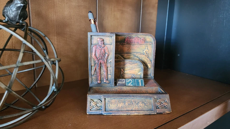 Lápiz de golf vintage años 70, tarjeta de visita, calendario organizador de escritorio caddie Foto 2 de 4