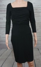 Ann Taylor Black Dress Sz 0 Rayon Spandex Ruched 3/4 Sleeves Stretch New $118
