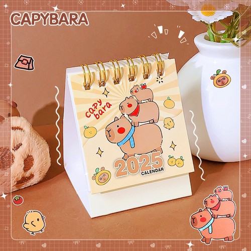 Random 1 2025 Capybara Mini Calendar Desk Ornament Coil Calendar Plan Book Gifts - Picture 5 of 8