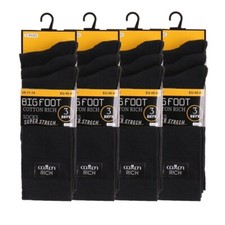 Mens Cotton Blend Black Stretch Everyday Office Socks Big Foot Size UK 11-14