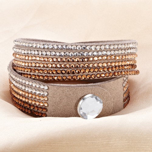 Crystal Closure Cuff Rhinestone Slake Multi-Silk Bracelet Swarovski Element - Picture 4 of 4