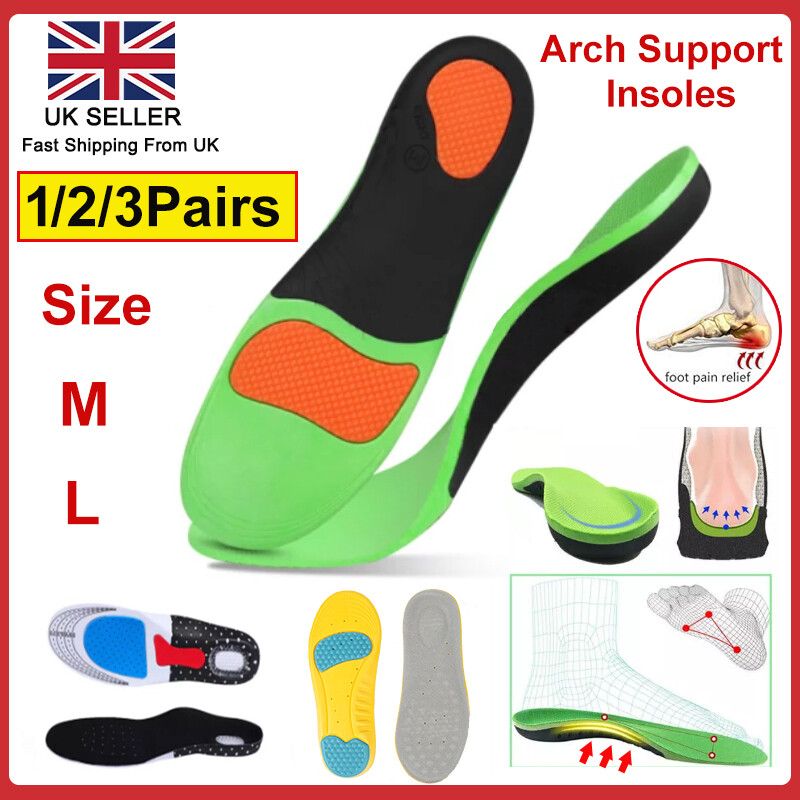 UK Orthotic Arch Support Shoe Insoles Flat Feet Foot Plantar Fasciitis Heel  Pain
