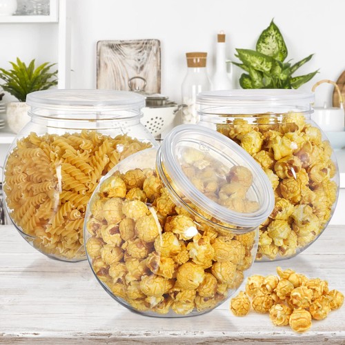 3 Pack Candy Jars with Lids 46 Oz Plastic Clear Cookie Storage Container Sweet - Picture 4 of 7