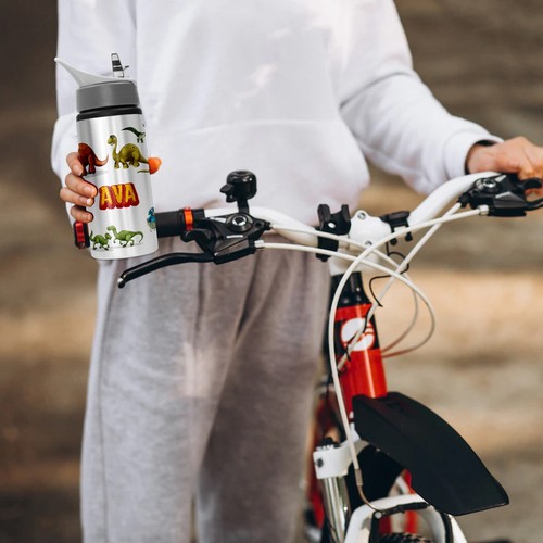 Personalisierte Wasserflasche Schule Sport Getränk auslaufsicher überlaufsicher Geschenk Dinosaurier - Bild 15 von 23