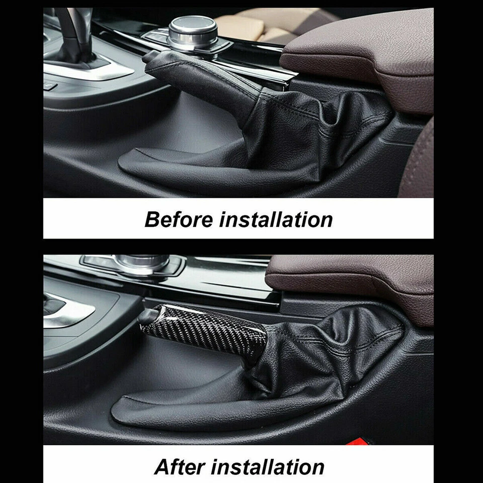 Fit For BMW E46 E60 E90 320i 328i 525i Carbon Fiber Handbrake Brake Handle Decor - Image 2 of 4