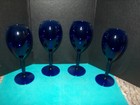 COBALT BLUE LONG STEMWARE WINE GLASS/GOBLETS SET OF (4) VERY NICE' CLEAN GLASSES — photo 2
