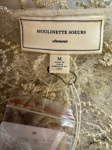 Anthropologie Moulinette Soeurs Misses Medium Tank Ivory Embellished Sheer New - Picture 9 of 11