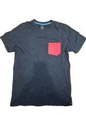 Volcom Short Sleeve T shirt Mens Medium Dark Gray With Red Pocket