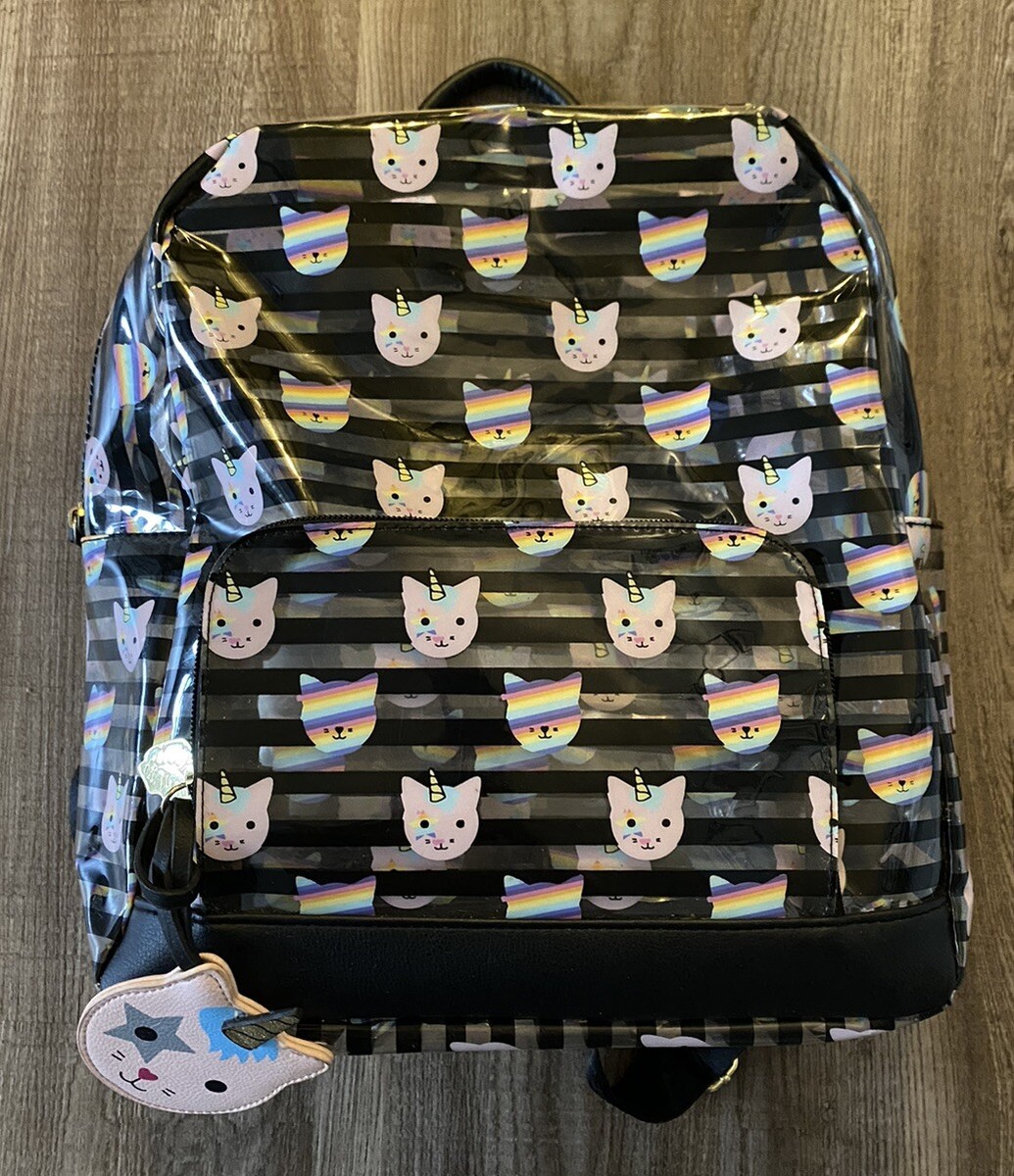 Betsey Johnson Cat Unicorn Pink Striped Backpack ?NWT? Betsey Johnson Pink Unicorn Backpack School Travel  main image 2