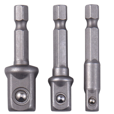 Socket Adapter Drill BIts Set Hex Shank 1/4'' 3/8'' 1/2'' 3Pcs Impact Driver Tools