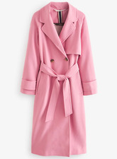 Ladies Relaxed Crepe Trench Coat Mac Jacket In Pink Rrp £85 (ref 122) Sale