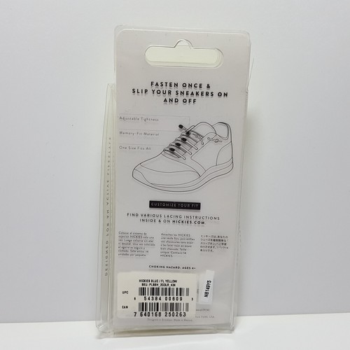 HICKIES No Tie Shoe Elastic Lacing System BLUE & FLORESCENT YELLOW Pack 14 Laces - Picture 7 of 7