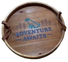 Adventure Awaits NEW Wooden Drink Tray 13” Place & Time Dog Kitchen