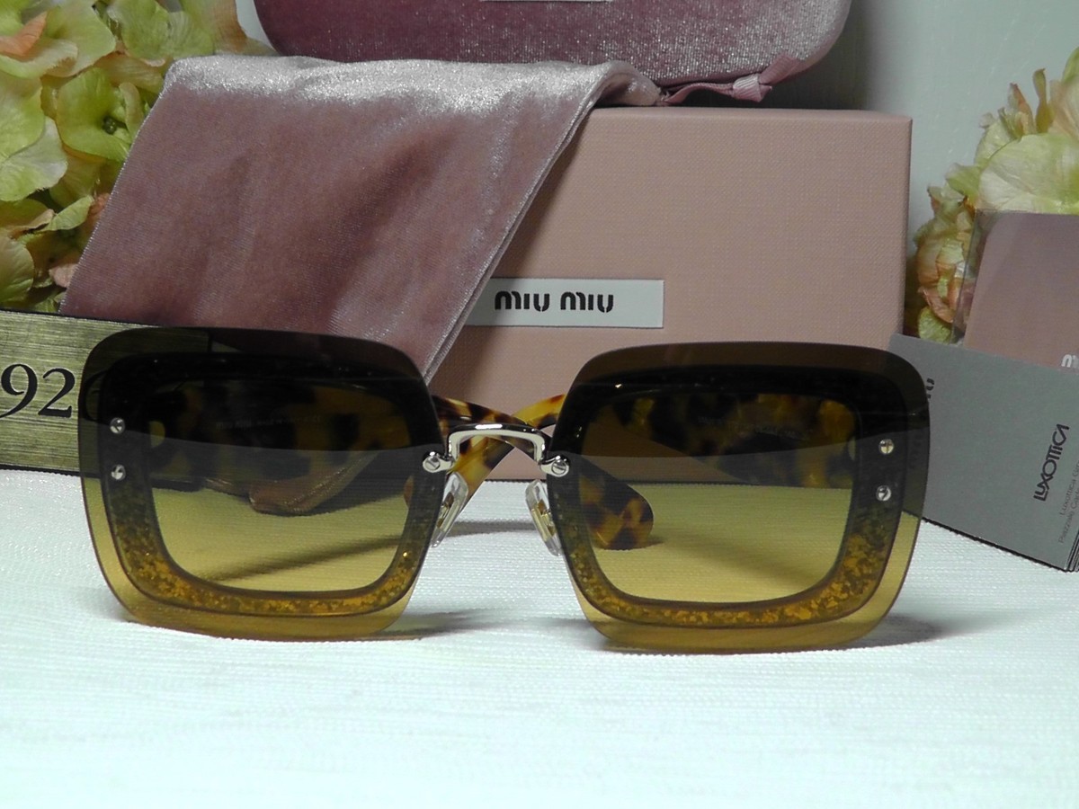 MIU MIU MU01RS67 Light Havana Glitter Frame Yellow Lens 67 17 140