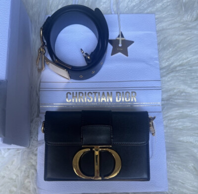 Christian Dior 30 Montaigne Black Leather Box Bag | eBay