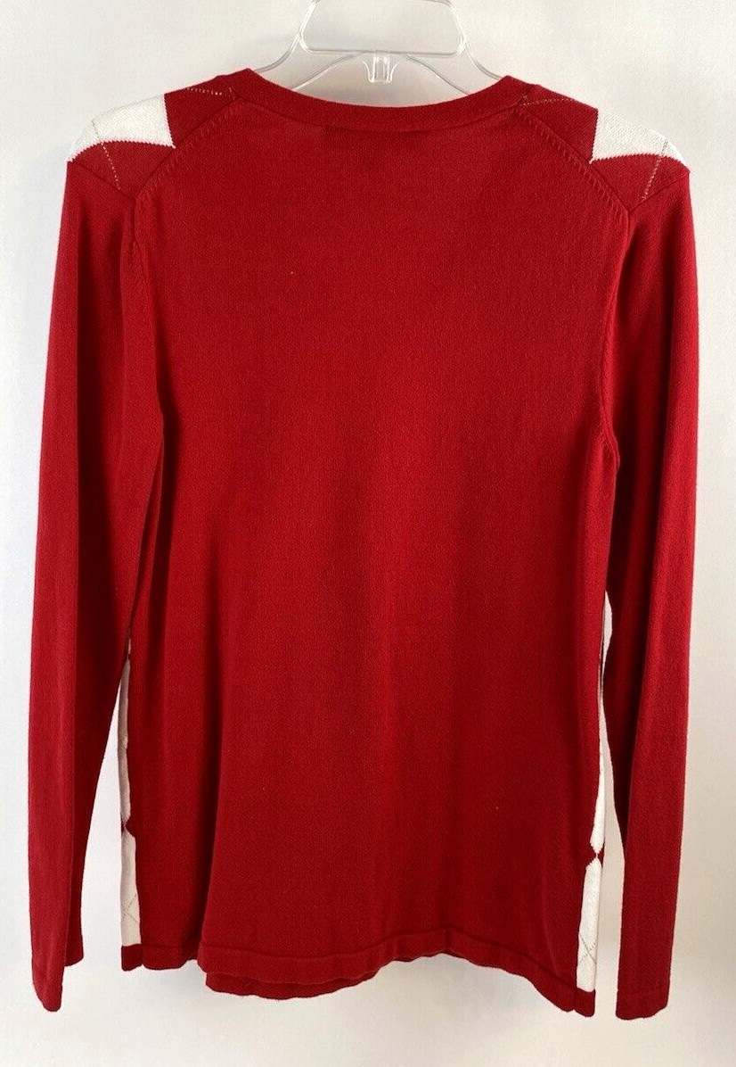 Tommy Hilfiger women's pullover long sleeve sweater size M red/white & gold thumbnail 2