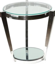 Cortesi Home Simba Double Shelf End Table, 19.5", Silver 