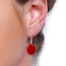 Gift For Her Natural Red Onyx Drop/Dangle gift Earrings 925 Silver
