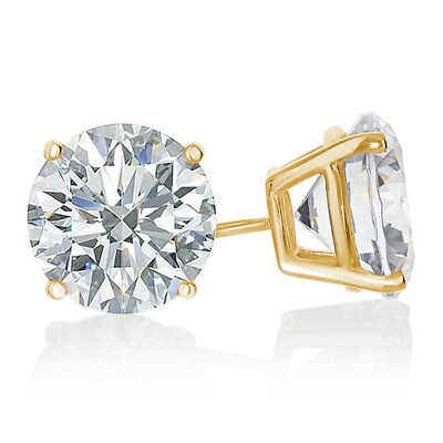 1/2 ct. echte weiße Saphir runde Ohrstecker in 10k Gelbgold