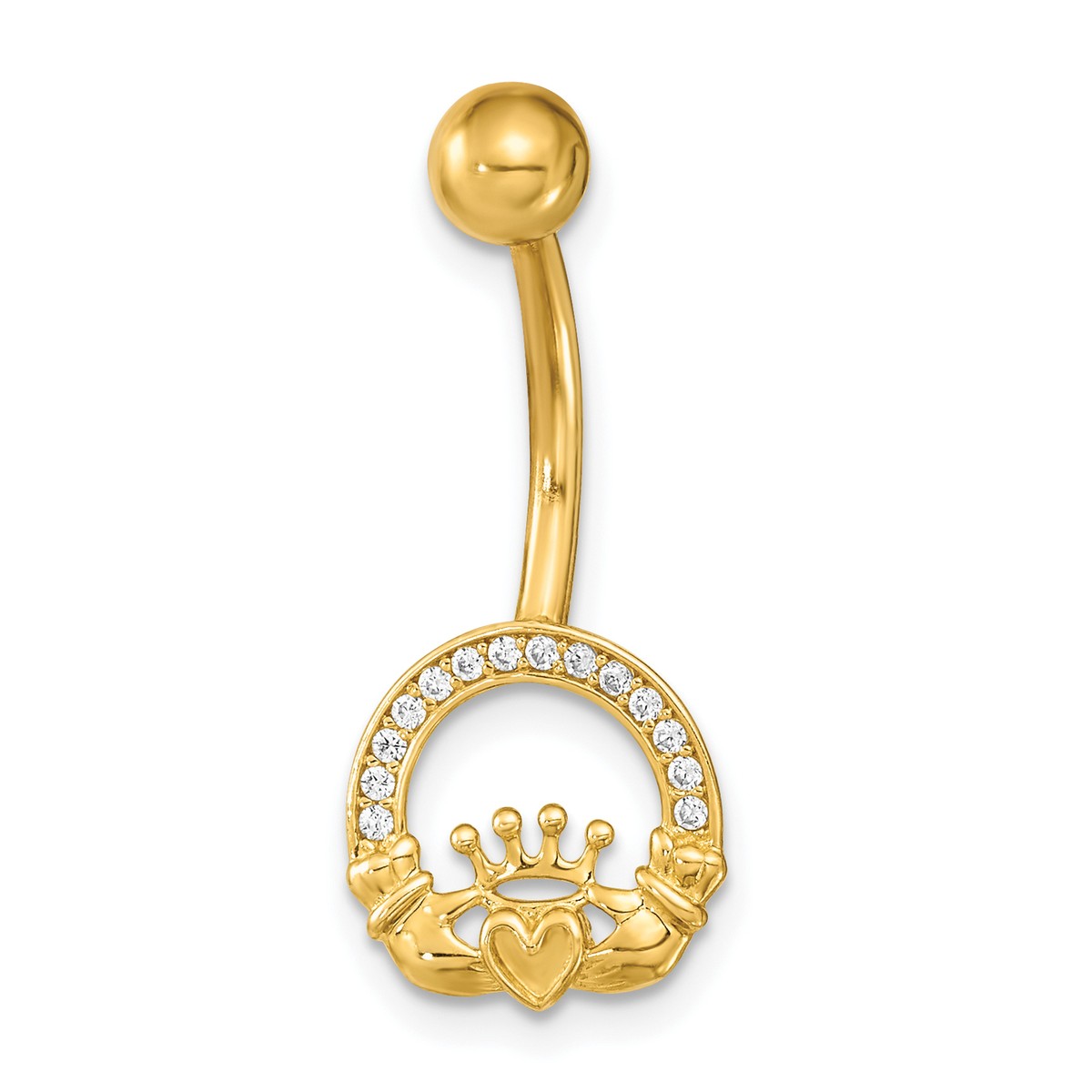 14K Yellow Gold 14 Gauge Dragonfly CZ Belly Navel Ring Body Jewelry 14K Yellow Gold 14 Gauge Dragonfly CZ Belly Navel Ring Body Jewelry