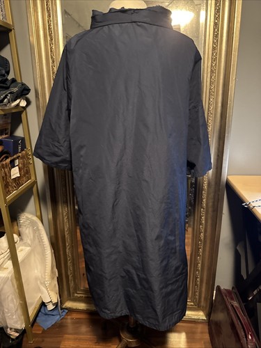 Taffeta Blouse Katharine Hovman Navy Blue Long Knee Length Blouse Pockets New 38 - Picture 7 of 13