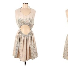 Kasia Greece Anthropologie Metallic Halter Cutout Dress Resort Vacation Size M