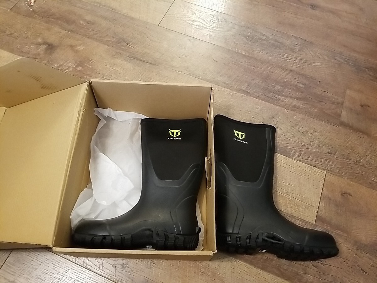 TIDEWE Rubber Boots for Men, Rain Boots with Steel Shank 