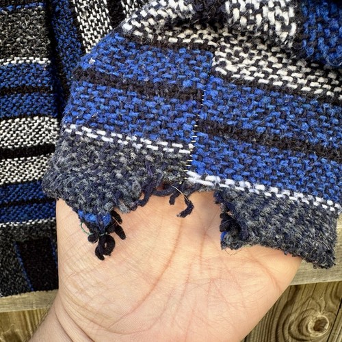 VTG 90s Youth Rag Baja Surfer Textured Blue Woven Hoodie Size MD/LG Youth - Picture 3 of 4