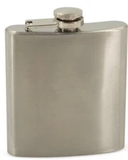 ICUP 8oz Stainless Steel Flask With Attached Cap  Silver