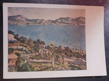 vtg postcard Cezanne Landschaft am Mittelmeer Landscape painting art unposted