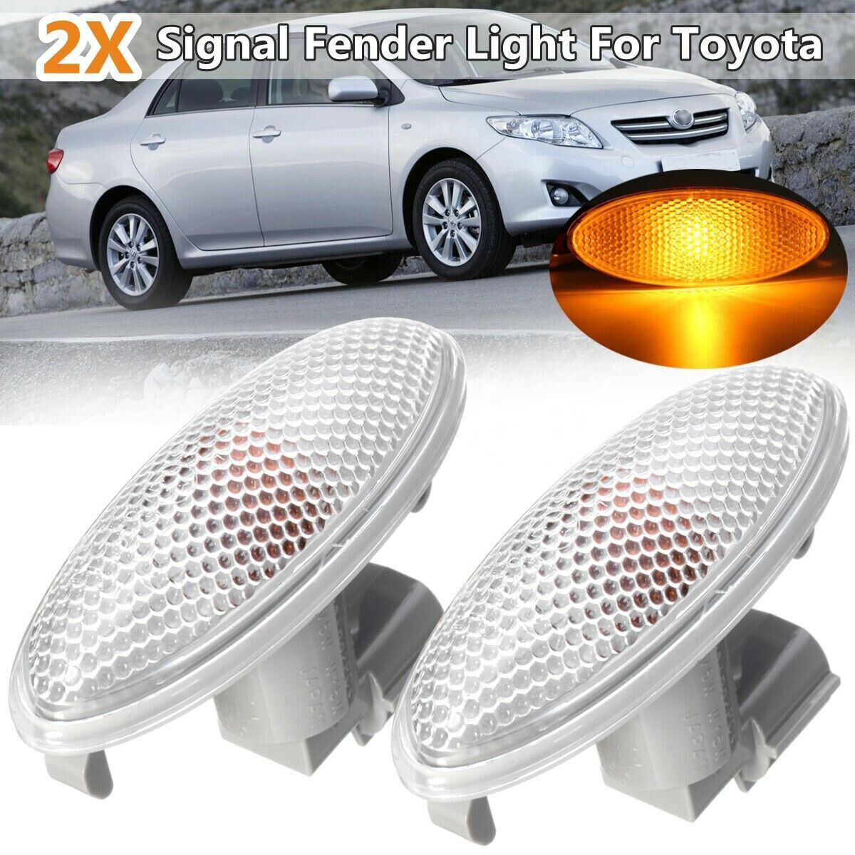 美品✨22SS✨アドーア ライトブルゾン イタリア リモンタ社　ライトグレー Pair Side Turn Signal Lamp Fender Lights Bulb For Toyota Corolla