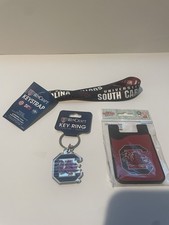SET OF 3 University of South Carolina Gamecocks Lanyard Keychain Card Holder Set