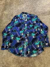 VTG Wrangler AllOver Print Aztec Long Sleeve Button Up Shirt Western Sz 17-35 XL