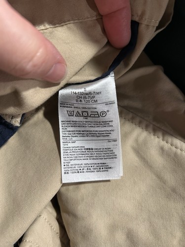 Gap Kids Trench Coat / Jacket Beige S (6-7) With Dark Edge Piping - Picture 7 of 7