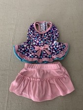 Build A Bear Polka Dot Pink Purple White Dress Top Ruffle w/ Skirt Skort