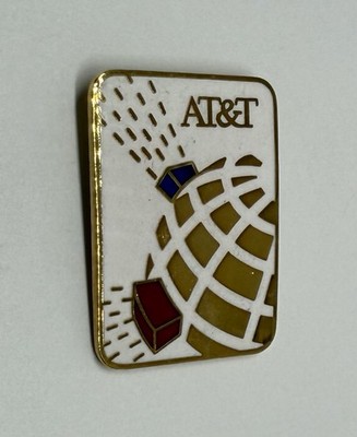 Vintage AT&T Globe Vector Block Insert Logo Lapel Pin (P135)