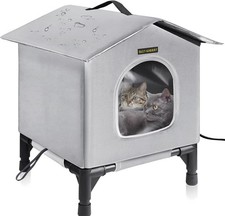 Heated Cat House Indoor/Outdoor Cats Winter Waterproof Fully Insulated Shelter