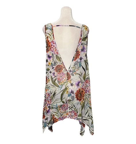 Francesca's asymmetrisches halbtransparentes geblümtes Cover Up Größe M / L - Bild 4 von 6