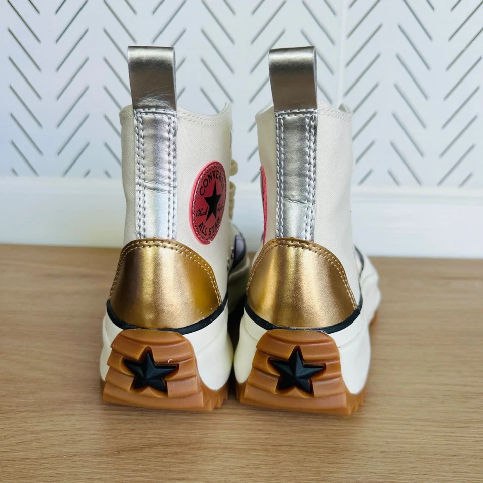 ⭐Converse запустить звезда похода Hi платформе Sz 7 мужские туфли бежевый фиолетовый кроссовок A09796C - Изображение 4 из 4