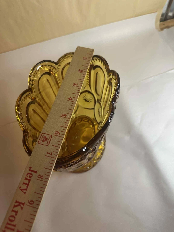 Moon and Star Amber Fan Vase RARE - Imagem 2 de 3