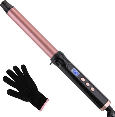 Curling Wand 1 Inch, Tourmaline Ceramic Barrel Curling Iron Wand for Medium to L