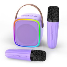 Mini Karaoke Machine with 2 Wireless Microphones, Kids Toys Portable Bluetoot...