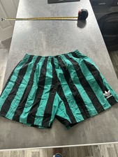 Vintage Adidas originals Running Shorts Large 36” Black Green Retro Swim Jogging