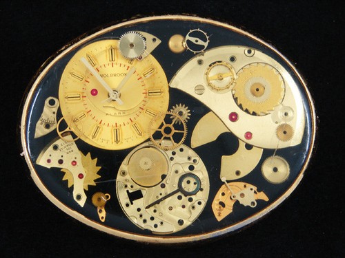 RH07169 GRANDE FIBBIA VINTAGE ANNI 70 DA OVEST **RICAMBI OROLOGIO** ORO 22K da collezione - Foto 1 di 2