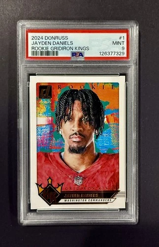 2024 Donruss Football JAYDEN DANIELS GRIDIRON KINGS Rookie #1 PSA 9