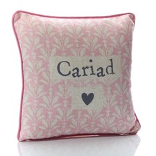 Richard Lang Welsh 'Cariad' Cushion - Pink/White
