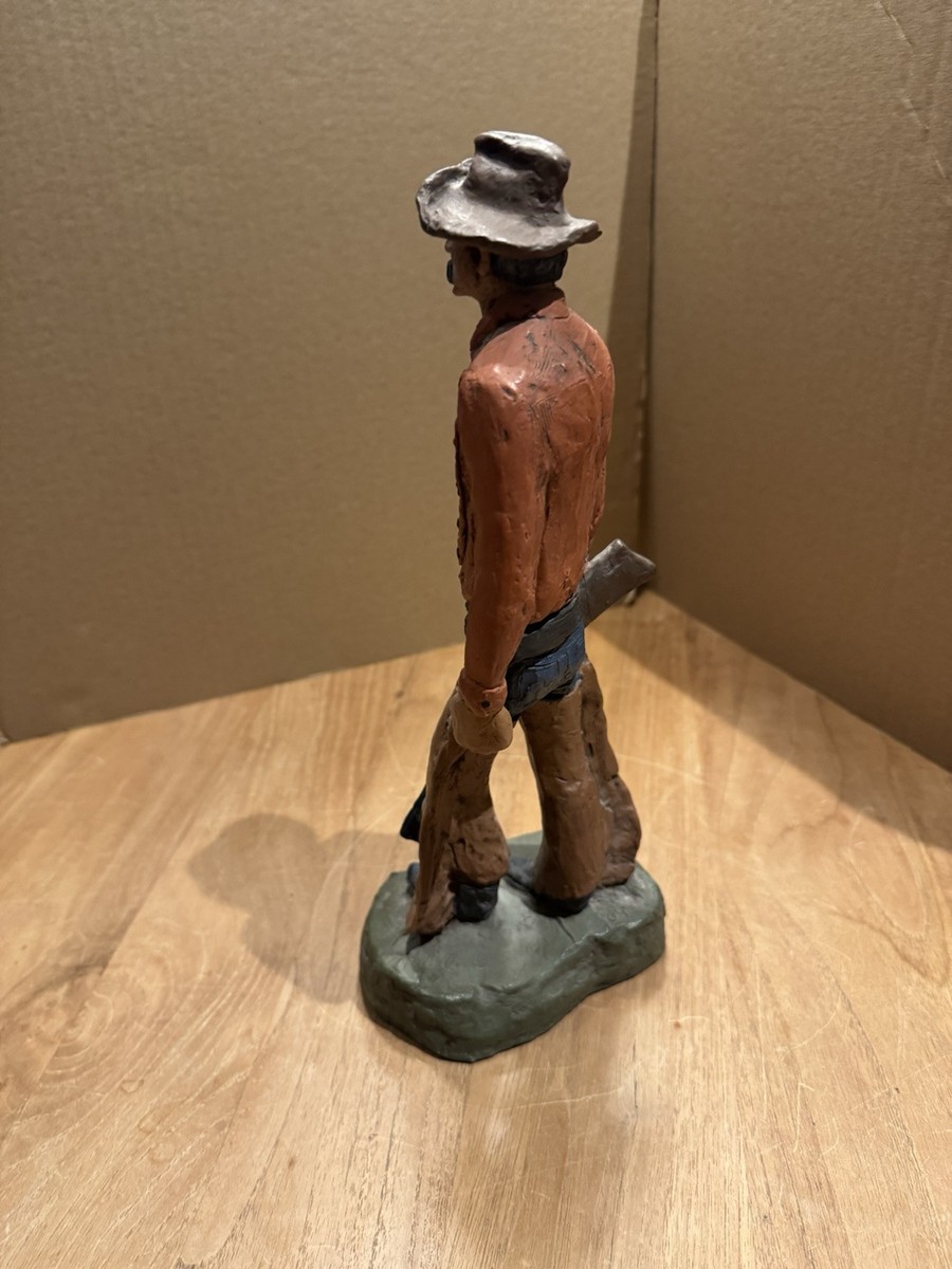 Vintage Michael Garman Men With Rifle Sculpture Signed & Dated