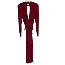 Bardot Ellis Maxi Dress Long-Sleeve Keyhole Oxblood Red Size Medium *READ FLAW*