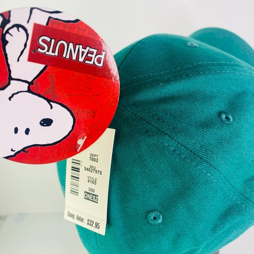 Peanuts Snoopy Tennis Hat Cap Dad Teal Mens One Size Green Twill Aeropostale - Afbeelding 4 van 4