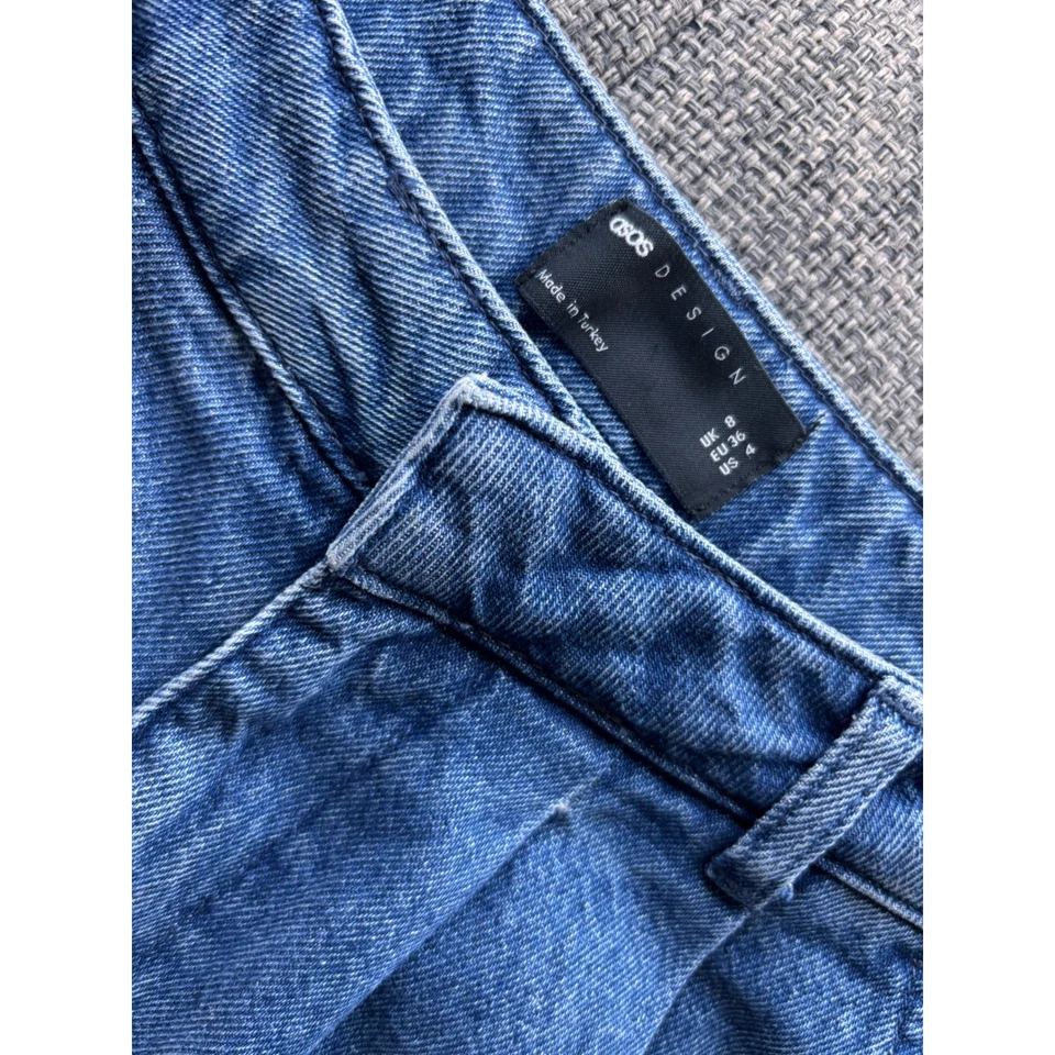 Pantalones Cortos Culottes Denim Azul Plisado Pierna Ancha Para Mujer Talla 6 ASOS DESIGN Foto 2 de 4